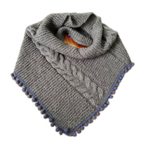 Knit scarf Navy Blue Pom Poms